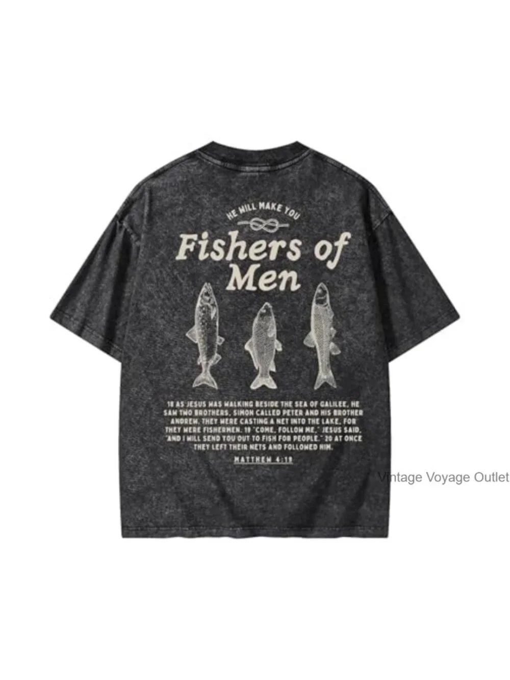 Fishers of Men Christian Graphic Tee Oversized Crew Neck Short Sleeve Cotton
